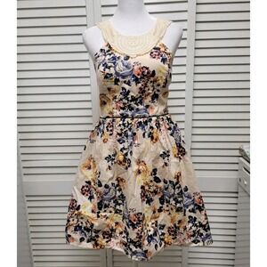 Vintage City Triangles Womens Sz 7 Fit Flare Short Dress Crochet Lace Tulle Y2K